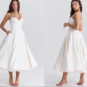 House of CB Mademoiselle White Tulle Midi Dress